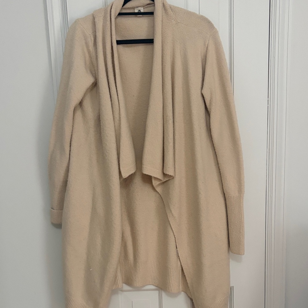 Elegant Cream Open Front Cardigan